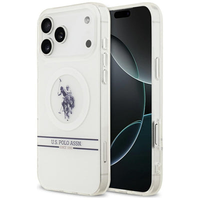 US Polo DH and Bottom Stripe Logo MagSafe Case for iPhone 17 Pro Max - White — U.S. Polo Assn.