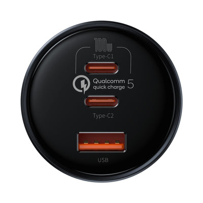 Baseus TZCCZM-0G USB-A / USB-C car charger 160W PPS / QC 5 / PD - gray