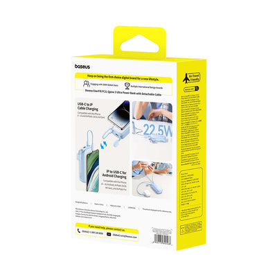 Baseus EnerFill FC21 Qpow 3 Ultra 20000mAh 22.5W Powerbank with Display and Cable Included - Blue