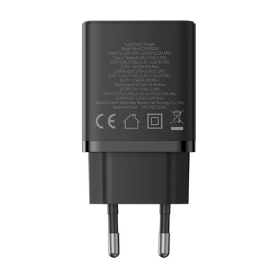 Baseus Cube Pro 30W USB-C USB-A Wall Charger - Black