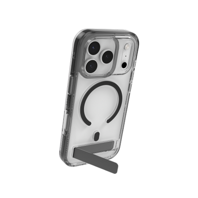 ZAGG Santa Cruz Snap KS MagSafe Case with Stand for iPhone 17 Pro - Clear and Black