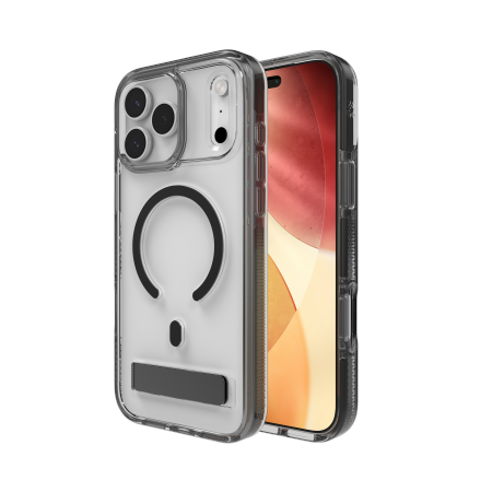 ZAGG Santa Cruz Snap KS MagSafe Case with Stand for iPhone 17 Pro Max - Clear and Black