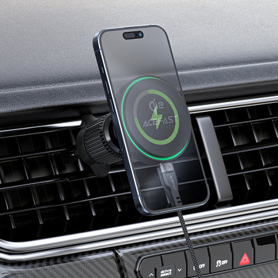Acefast D33 Car Holder with Qi2 15W Magnetic Charger for Air Vent - Black