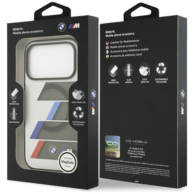 BMW M IML Metal Buttons Tricolor Lines MagSafe Case for iPhone 17 Pro - Gray