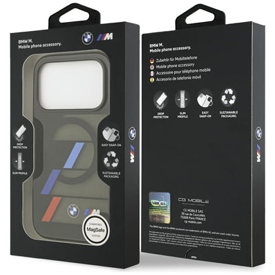 BMW M IML Metal Buttons Tricolor Lines MagSafe Case for iPhone 17 Pro Max - Black