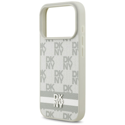 DKNY Checkered with Printed Stripes iPhone 17 Pro Case - Beige