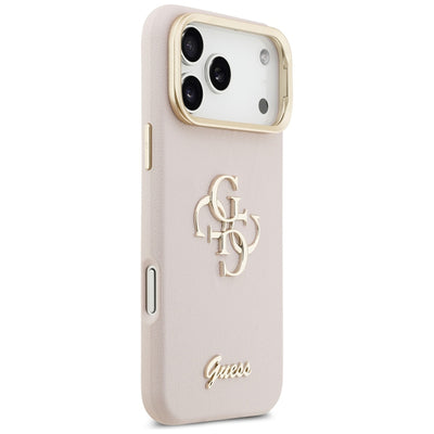 Guess Grained Big 4G & Stand Camera Case for iPhone 17 Pro Max - Pink