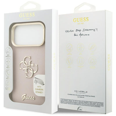 Guess Grained Big 4G & Stand Camera Case for iPhone 17 Pro Max - Pink