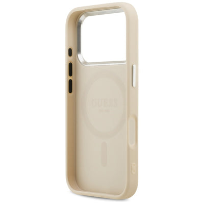 Guess Peony Hot Stamp Script MagSafe Case for iPhone 17 Pro - Beige