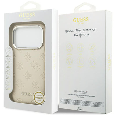 Guess Peony Hot Stamp Script MagSafe Case for iPhone 17 Pro - Beige