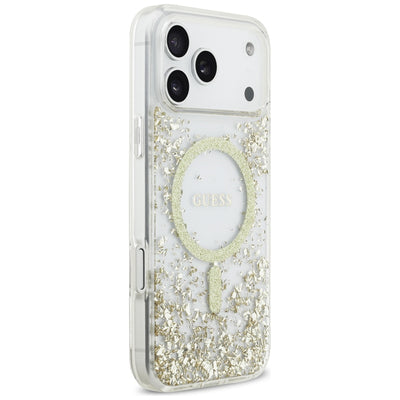Guess Resin Bottom Glitter MagSafe Case for iPhone 17 Pro Max - Gold