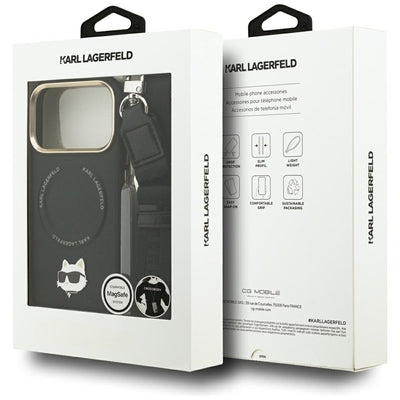 Karl Lagerfeld Big Strap Choupette Metal Logo MagSafe Case for iPhone 17 Pro Max - Black