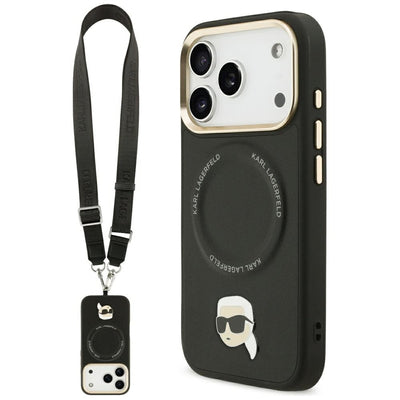 Karl Lagerfeld Big Strap Karl Metal Logo MagSafe Case for iPhone 17 Pro - Black