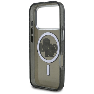 Karl Lagerfeld IML Glitter Karl & Choupette Sketch Logo MagSafe Case for iPhone 17 Pro - Black