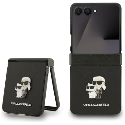 Karl Lagerfeld Saffiano Karl&Choupette Pin Case for Samsung Galaxy Z Flip 7 - Black