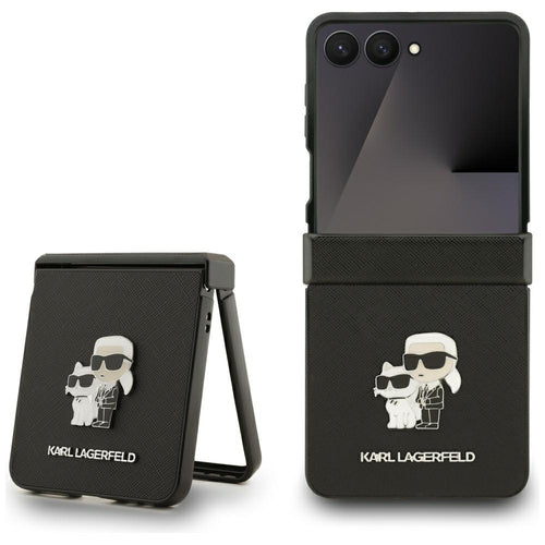 Karl Lagerfeld Saffiano Karl&Choupette Pin Case for Samsung Galaxy Z Flip 7 - Black