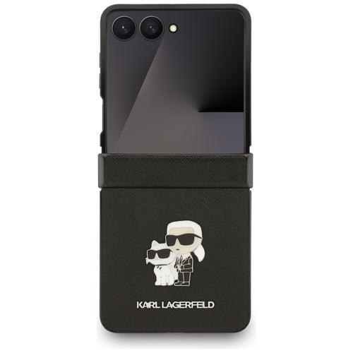 Karl Lagerfeld Saffiano Karl&Choupette Pin Case for Samsung Galaxy Z Flip 7 - Black