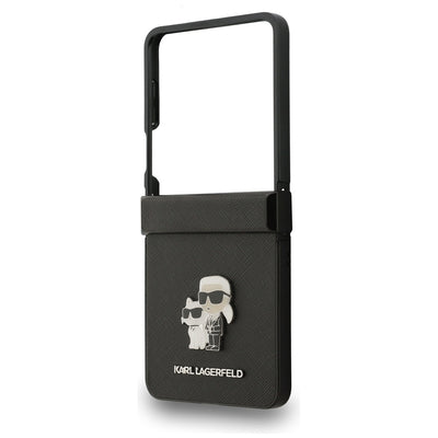 Karl Lagerfeld Saffiano Karl&Choupette Pin Case for Samsung Galaxy Z Flip 7 - Black
