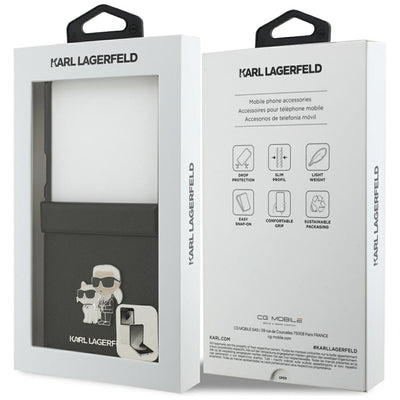 Karl Lagerfeld Saffiano Karl&Choupette Pin Case for Samsung Galaxy Z Flip 7 - Black