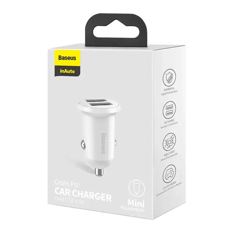 Baseus Grain Pro Car Charger 2x USB 4.8A (white) - Product Image 5