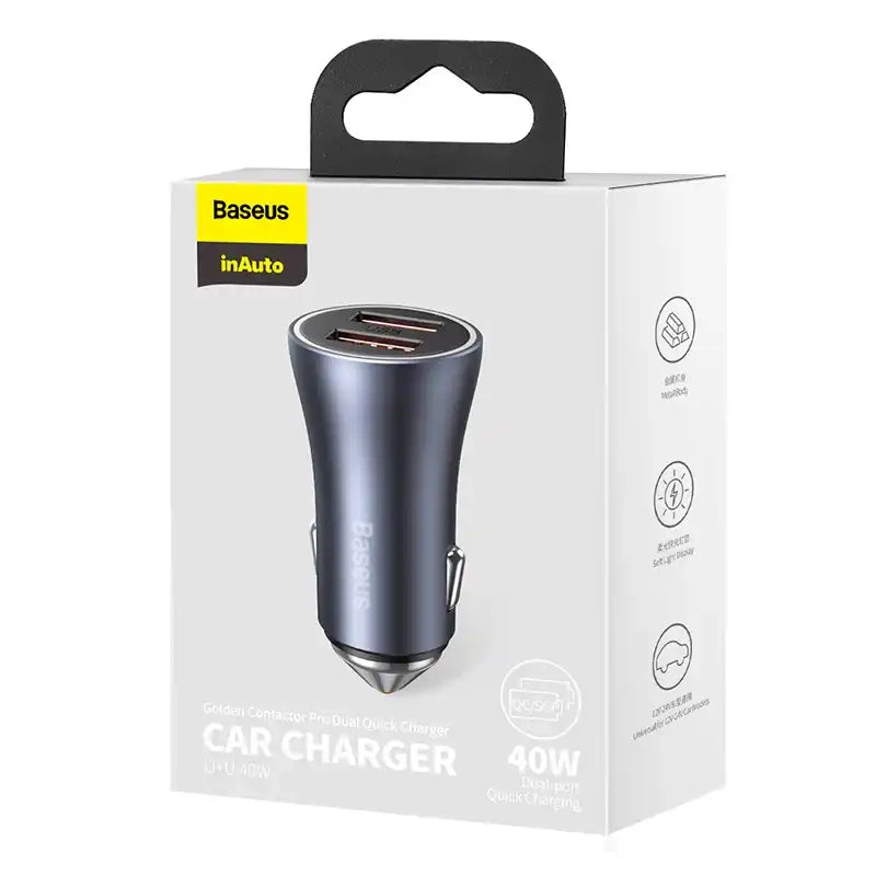 Baseus Golden Contactor Pro car charger, 2x USB, 40W (gray) - Product Image 6
