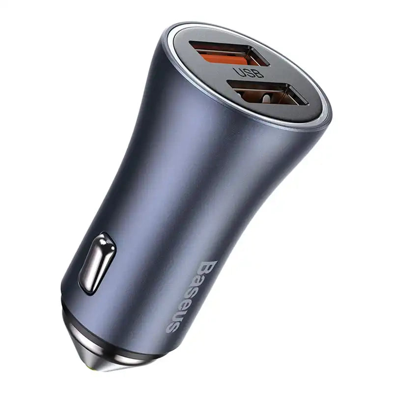 Ładowarka samochodowa Baseus Golden Contactor Pro, 2x USB, 40W (szara) + kabel USB do USB-C 1m (czarny) - Product Image 3
