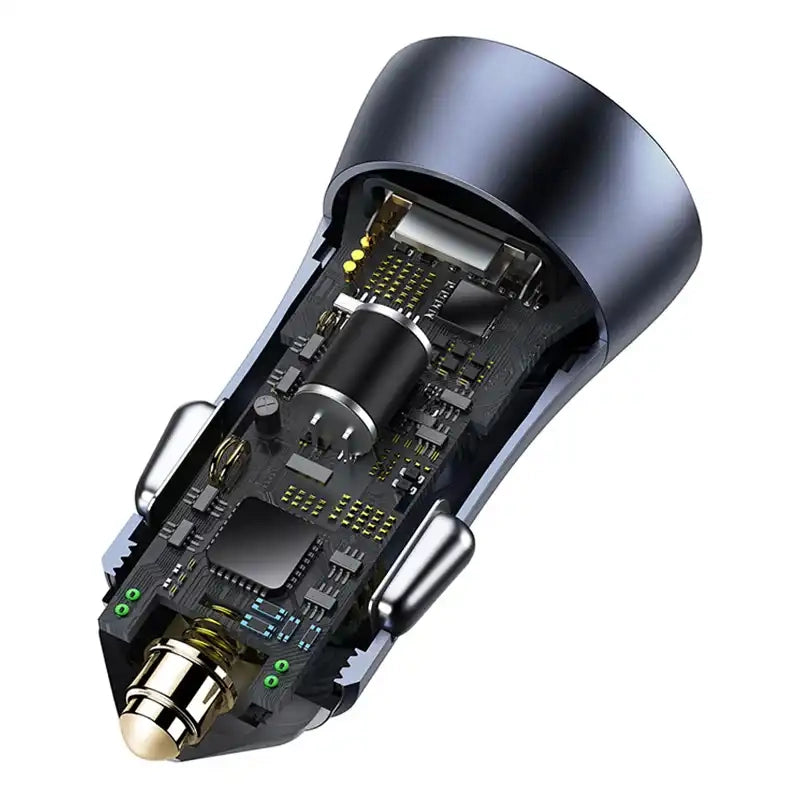 Ładowarka samochodowa Baseus Golden Contactor Pro, 2x USB, 40W (szara) + kabel USB do USB-C 1m (czarny) - Product Image 7
