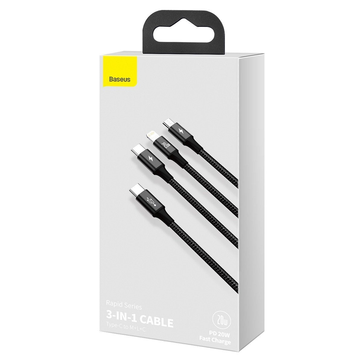 Baseus Rapid Series 3-in-1 cable USB-C For M+L+T 20W 1.5m Black - Product Image 10