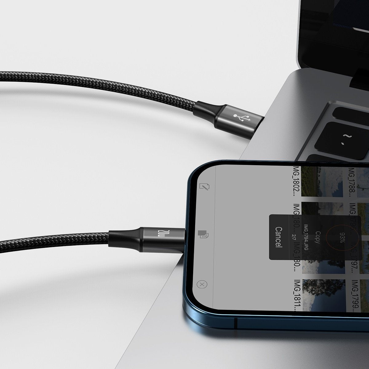 Baseus Rapid Series 3-in-1 cable USB-C For M+L+T 20W 1.5m Black - Product Image 8