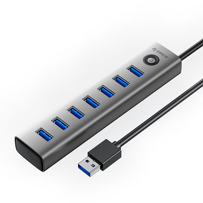 Orico CL7U-U3 hub 7x USB-A 3.0 + USB-C 5V/3A 1m - gray