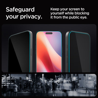 Spigen Glas.tR EZ Fit Privacy Tempered Glass for iPhone 16 Pro / 17 / 17 Pro - 2 pcs.