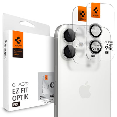 Spigen Optik Pro GLAS.TR ”EZ FIT” Camera Cover 2-pack for iPhone 16 / 16 Plus / 17 - Silver