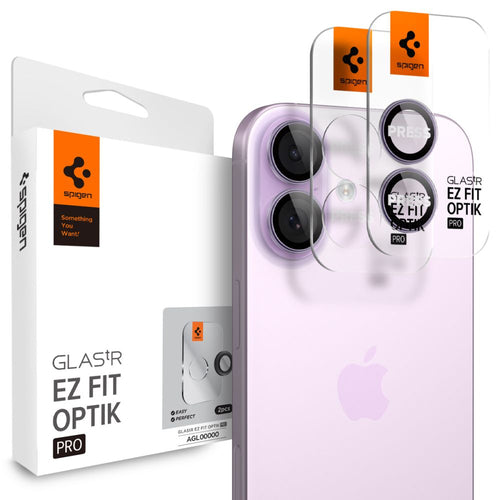 Spigen Optik Pro GLAS.TR ”EZ FIT” Camera Cover 2-pack for iPhone 16 / 16 Plus / 17 - Purple