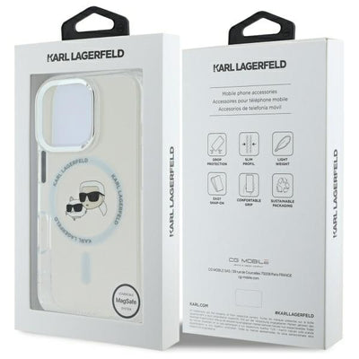 Karl Lagerfeld IML Metal Karl&Choupette Head MagSafe Case for iPhone 16 Pro - White