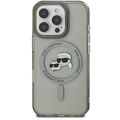 Karl Lagerfeld IML Metal Karl&Choupette Head MagSafe Case for iPhone 16 Pro - Black