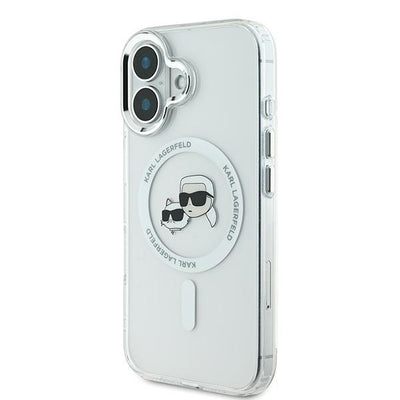 Karl Lagerfeld IML Metal Karl&Choupette Head MagSafe Case for iPhone 16 Plus - White