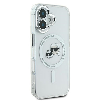 Karl Lagerfeld IML Metal Karl&Choupette Head MagSafe Case for iPhone 16 Plus - White