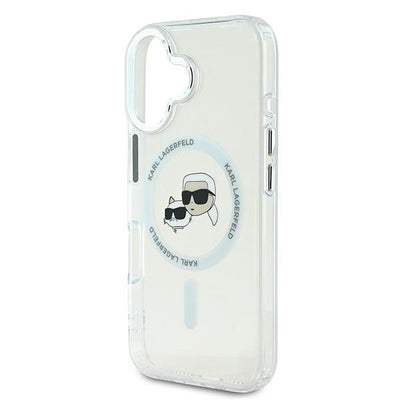 Karl Lagerfeld IML Metal Karl&Choupette Head MagSafe Case for iPhone 16 Plus - White