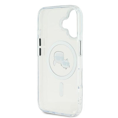 Karl Lagerfeld IML Metal Karl&Choupette Head MagSafe Case for iPhone 16 Plus - White