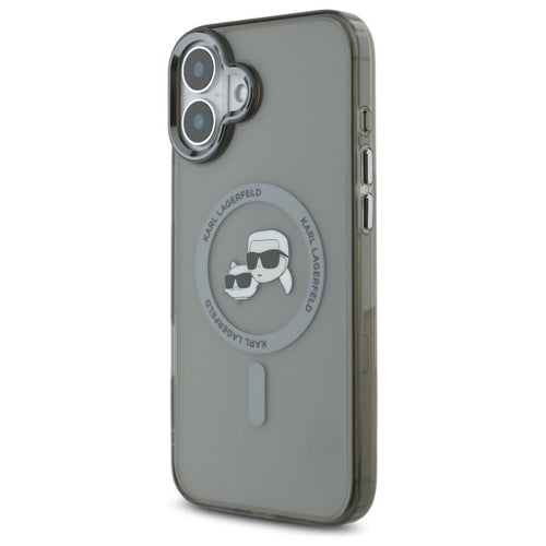 Karl Lagerfeld IML Metal Karl&Choupette Head MagSafe Case for iPhone 16 Plus - Black