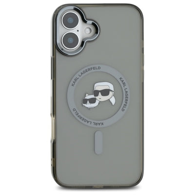 Karl Lagerfeld IML Metal Karl&Choupette Head MagSafe Case for iPhone 16 Plus - Black