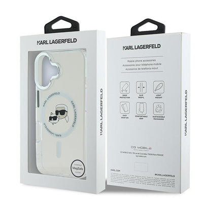 Karl Lagerfeld IML Metal Karl&Choupette Head MagSafe Case for iPhone 16 - White
