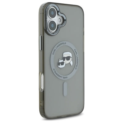 Karl Lagerfeld IML Metal Karl&Choupette Head MagSafe Case for iPhone 16 - Black