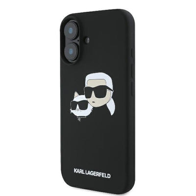 Karl Lagerfeld Silicone Nauble Heads Print MagSafe Case for iPhone 16 - Black