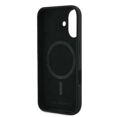 Karl Lagerfeld Silicone Nauble Heads Print MagSafe Case for iPhone 16 - Black