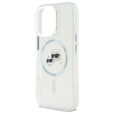 Karl Lagerfeld IML Metal Karl&Choupette Head MagSafe Case for iPhone 16 Pro Max - White