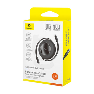 Baseus Free2Pull Mini 100W Retractable USB-C Cable - USB-C 2m - Black