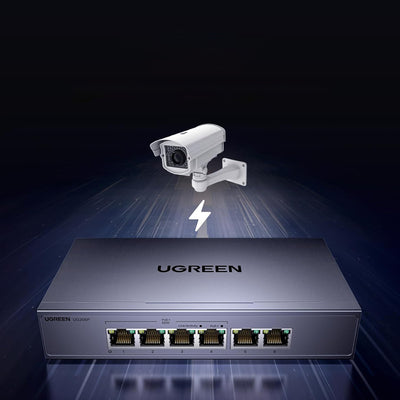 Switch Ugreen 6-Port 1Gb/s Ethernet Switch with PoE - Gray
