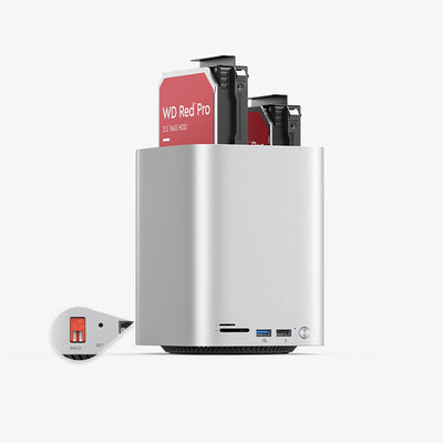Orico MiniTower Docking Station with Hard Drive Bays for up to 56TB - Silver