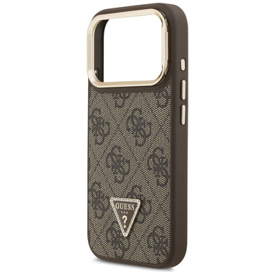 Guess 4G PU Triangle Logo & Stand Camera Magsafe Case for iPhone 17 Pro - Brown